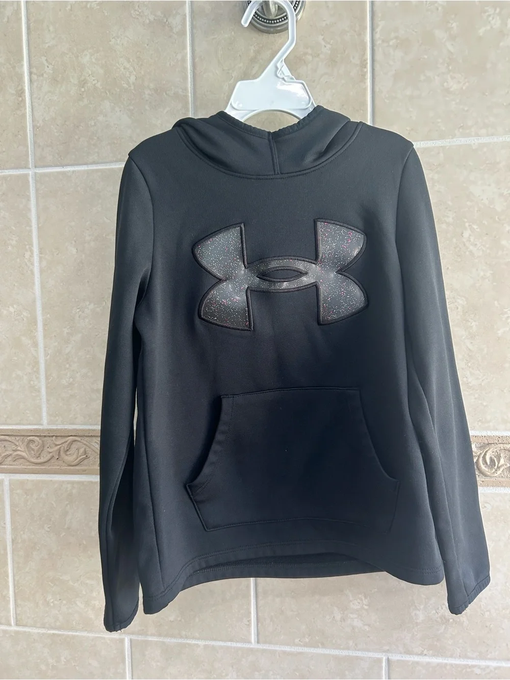 Under Armour hoodie black glitter sparkle logo loose fit